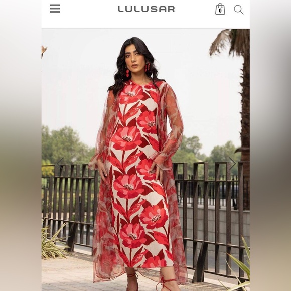 Pakistani Lulusar pleated dress - Picture 1 of 9
